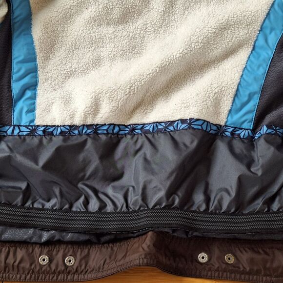 Columbia Women’s Convert Boardwear Snowboard Ski Jacket Brown Blue Snap Hood Med - Picture 10 of 16